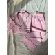 Pembe Bonjour Nakışlı Dokuma Fitilli Pijama Takımı Pembe Bonjour Nakışlı Dokuma Fitilli Pijama Takımı