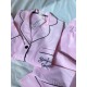Pembe Bonjour Nakışlı Dokuma Fitilli Pijama Takımı Pembe Bonjour Nakışlı Dokuma Fitilli Pijama Takımı