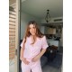 Kısa Kollu Pijamalar-Puantiyeli Dokuma Pamuk Kısa Kollu Pijama Takımı