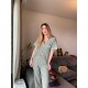 Kısa Kollu Pijamalar-Khaki Green Gömlek Pantolon Pijama Takımı Kısa Kollu Pijamalar-Khaki Green Gömlek Pantolon Pijama Takımı