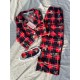 Ekose Kırmızı Tedy Desenli Örme Pazen Pijama Takımı Ekose Kırmızı Tedy Desenli Örme Pazen Pijama Takımı