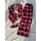 Ekose Kırmızı Tedy Desenli Örme Pazen Pijama Takımı Ekose Kırmızı Tedy Desenli Örme Pazen Pijama Takımı