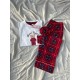 Pijamalı Tedy Beyaz Ekose Çift Pijama Takımı Pijamalı Tedy Beyaz Ekose Çift Pijama Takımı