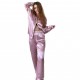 -Pembe Saten Uzun Kollu Pijama Takımı