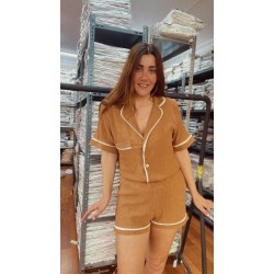 Kahve Bürümcük Şortlu Takım