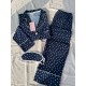 Lacivert Puantiye Desenli Örme Pazen Pijama Takım Lacivert Puantiye Desenli Örme Pazen Pijama Takım