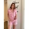 Pembe PötiKareli %100 Dokuma Pamuklu Şortlu Takım