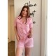 Şortlu Pijamalar-Pembe PötiKareli %100 Dokuma Pamuklu Şortlu Takım