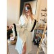 Luxury Özel Kutulu Saten Kimono Sabahlık Siyah Çiçekli