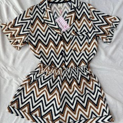 Zigzag Bürümcük Kumaş Şortlu Takım