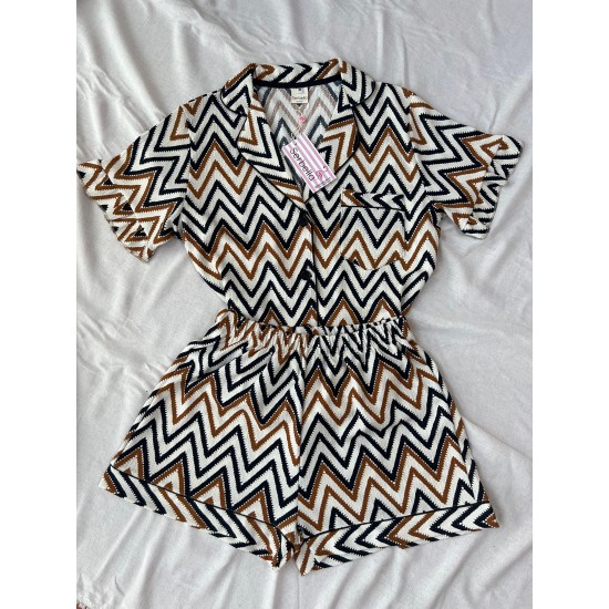 Zigzag Bürümcük Kumaş Şortlu Takım