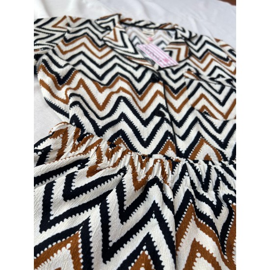 Zigzag Bürümcük Kumaş Şortlu Takım