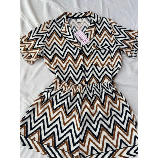 Zigzag Bürümcük Kumaş Şortlu Takım